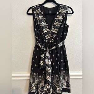 Anna Sui for Target Silk Belted Wrap Black & Cream Dress size Small